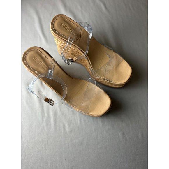 Schutz Cayne Wedge Open Toe Sandals Size 10.5B New without Tags - Picture 1 of 8